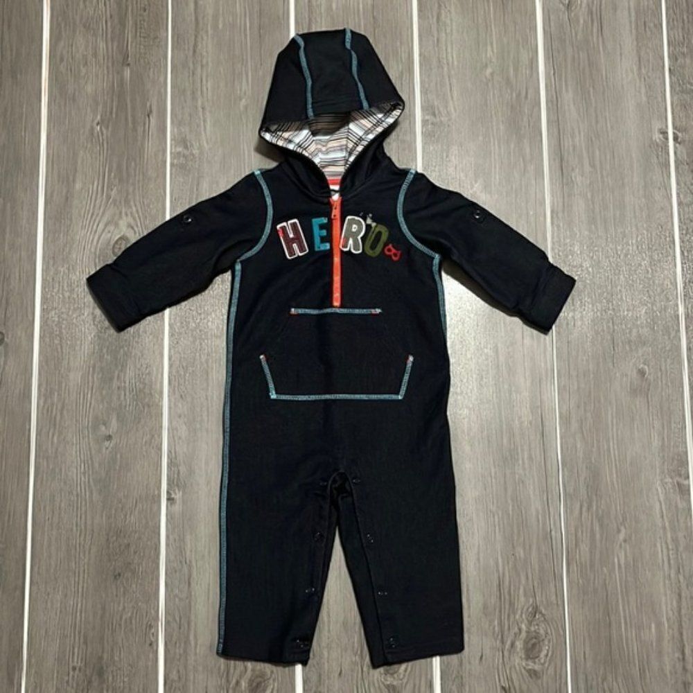 NWT First Impressions Boys 12M Hooded Romper NWT
